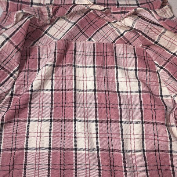 Plaid Flannel Chore Shirt Women Small Pink Whimsygoth Tartan Western Barn Jacket - Picture 5 of 16